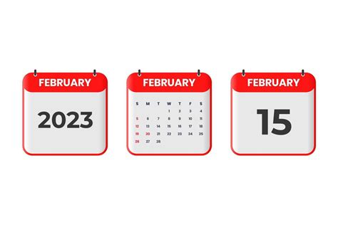 February 2023 calendar design. 15th February 2023 calendar icon for schedule, appointment ...