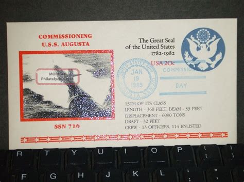 Uss Augusta Ssn - 710 Naval Cover 1985 Kenick Commissioned Cachet