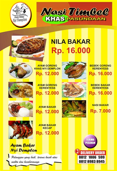 Contoh Desain Daftar Menu Makanan dan Minuman - Desain Grafis, Digital Printing, Tutorial Komputer