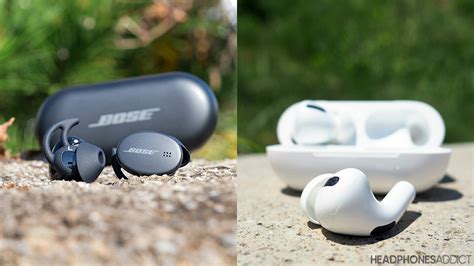 Bose Sport Earbuds vs. Apple AirPods Pro buds outside the case ...