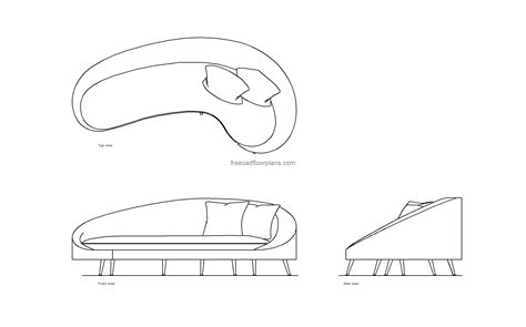 Curved Sofa, AutoCAD Block - Free Cad Floor Plans