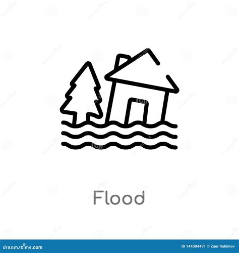 Outline Flood Vector Icon. Isolated Black Simple Line Element ...