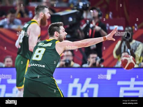 Mathew Dellavedova and Aaron Baynes (Australia) vs. Spain. FIBA ...