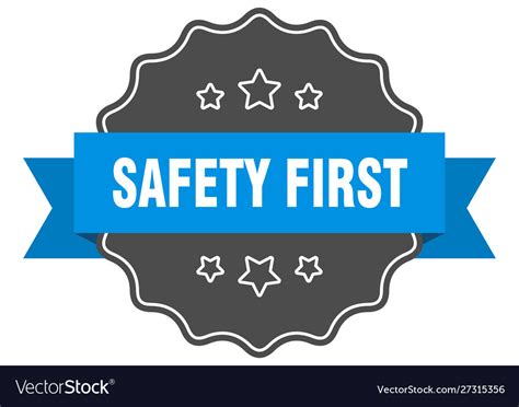 Safety first blue label isolated Royalty Free Vector Image