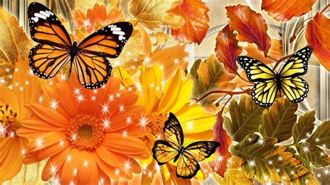 Download Yellow Orange (Color) Butterfly Flower Artistic Fall HD Wallpaper by MaDonna