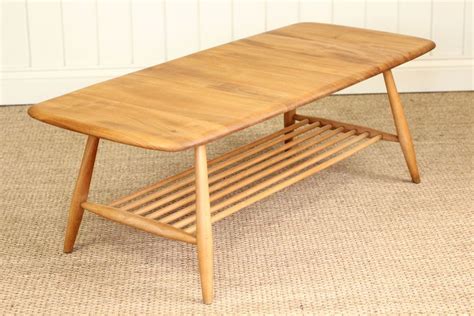 Vintage Retro Blonde Ercol Coffee Table With Magazine Rack Mid Century ...