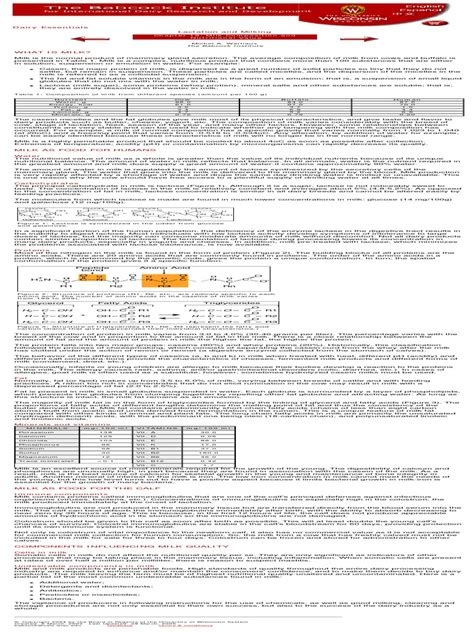 Milk Composition | PDF | Milk | Food And Drink