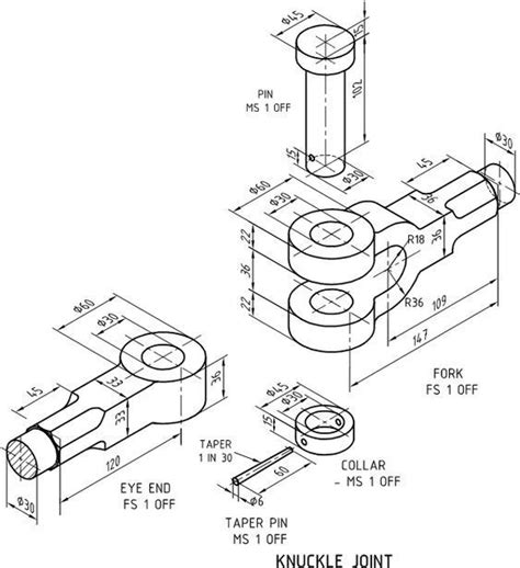 Knuckle Joint drawing SolidWorks | Autocad isometric drawing, Technical drawing, Isometric drawing