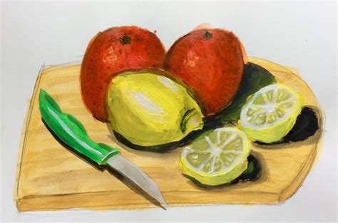 Oranges and lemons in acrylics – Geraldine Fidelma Art