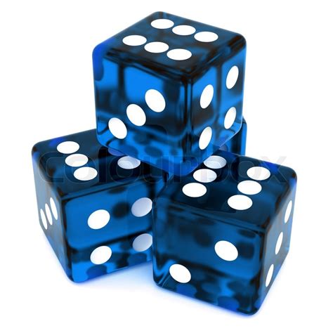 3D Blue rolling dice on white ... | Stock Photo | Colourbox