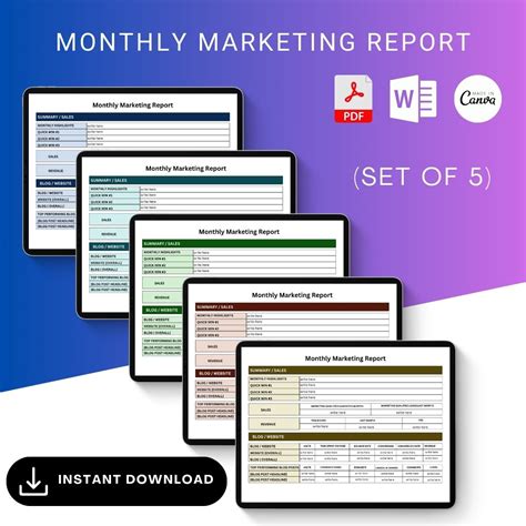 Monthly Marketing Report Template Printable in PDF & Word – Template1Minute