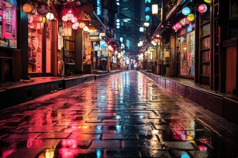 Premium AI Image | Neon Reflection Rainy Night in a Vibrant Tokyo ...