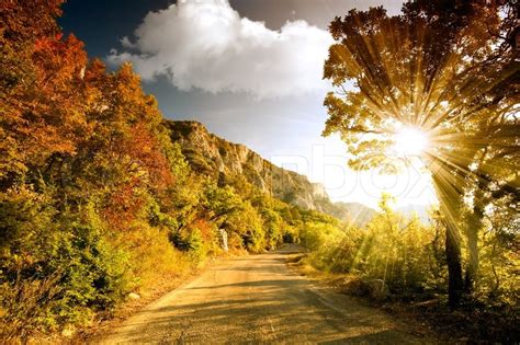 Mountain road at sunset | Stock image | Colourbox