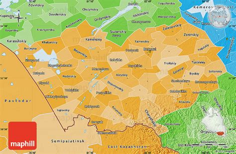 Political Shades Map of Altai Krai