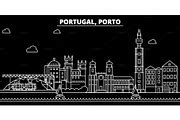 Porto silhouette skyline. Portugal - Porto vector city, portuguese linear architecture ...