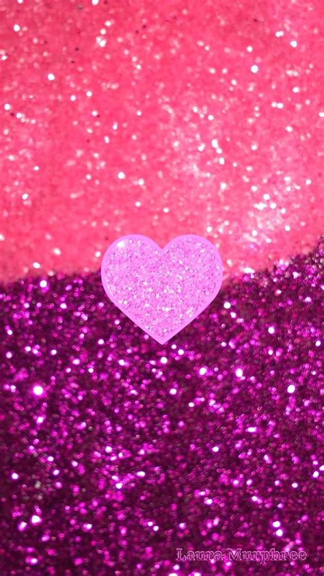 Glitter Pink Heart Wallpaper