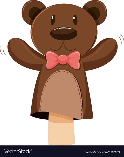 Bear hand puppet with pink bow Royalty Free Vector Image