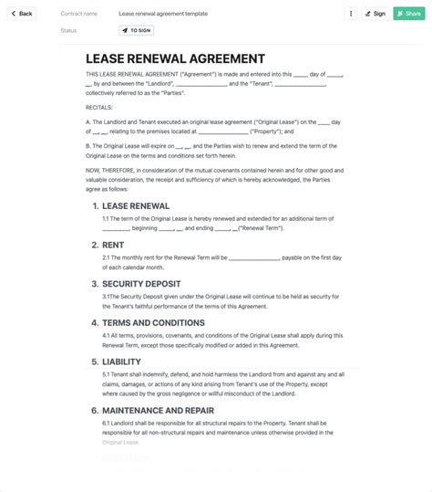 Lease renewal agreement template - free to use