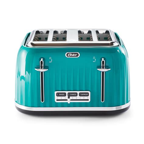 Oster 4 Slice Toaster with Textured Design and Chrome Accents, Impressions Collection, Teal ...