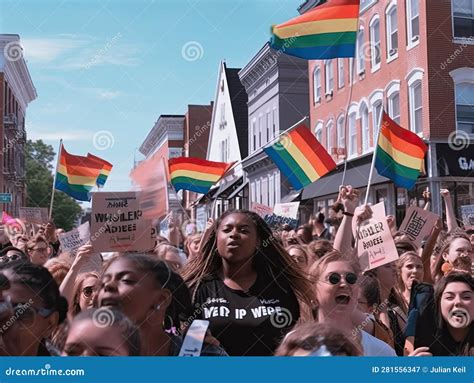 Gen Z Activists Protest with Colorful Signs Stock Illustration ...