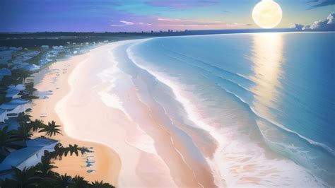 Premium AI Image | Aerial view of a beautiful tropical beach at sunset