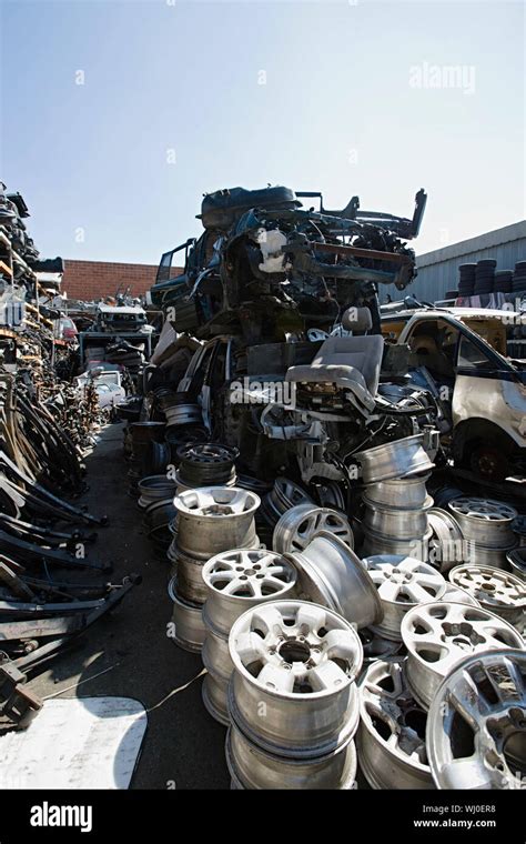 Car parts in Junkyard Stock Photo - Alamy