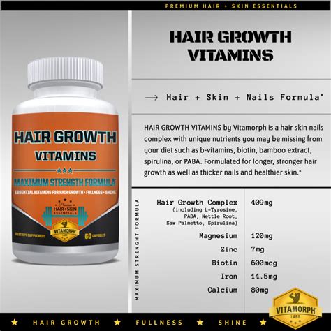 Hair Growth Vitamins Supplement - 60 Capsules - Vitamorph Labs