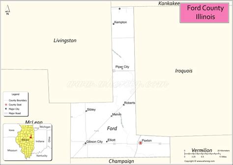 Ford County Map, Illinois - Where is Located, Cities, Population ...