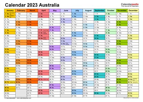 Calendar Dates 2023 Australia - Printable Templates Free