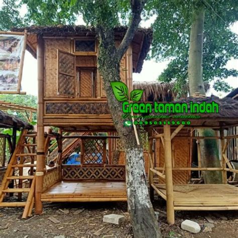 Jual rumah bambu/saung bambu/gazebo bambu tingat - Kab. Bogor ...