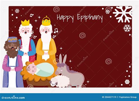 Happy Epiphany, Three Wise Men Baby Jesus Donkey Sing Christmas Carols ...