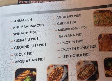 Menu au Agha Turkish Restaurant, Mississauga