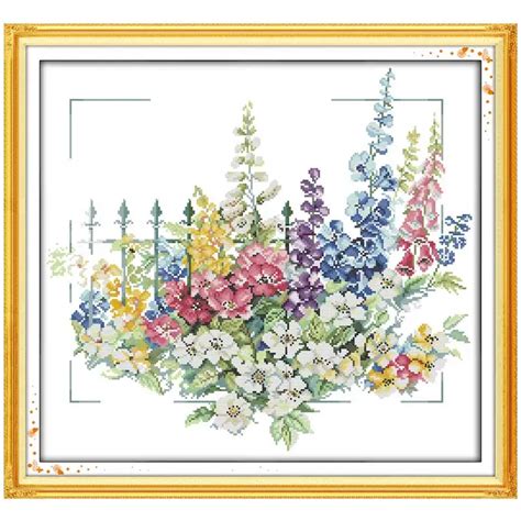 Garden Patterns Counted Cross Stitch 11CT 14CT Cross Stitch Set Wholesale Flower Cross stitch ...