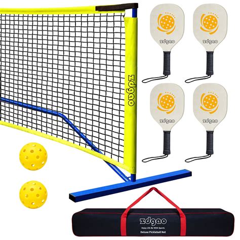 Zdgao Pickleball Set with 4 Paddles and Net - Official Size Net, 4-Pickleball Paddles, and 2 ...