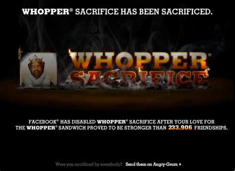 Update: Whopper Sacrifice Responds to Facebook Disabling its Campaign ...