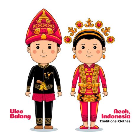 Premium Vector | Couple wear Ulee Balang, Aceh, Sumatra, Indonesian Traditional Clothes