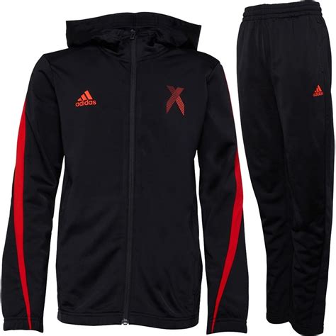 Buy adidas Junior X Football Inspired Tracksuit Black/Red