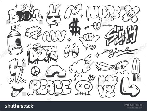 Set Hand Drawn Graffiti Doodle Background Stock Illustration 2149266463 ...