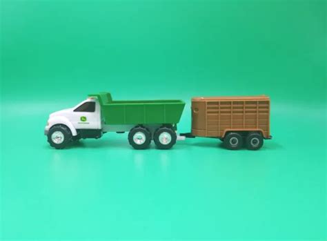 ERTL JOHN DEERE Farm Semi Hauler Dump Truck & Horse Trailer White Green & Brown $11.89 - PicClick