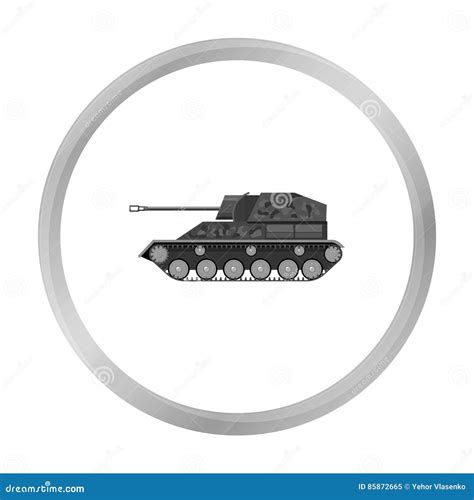 Military Tank Icon in Monochrome Style Isolated on White Background. Military and Army Symbol ...