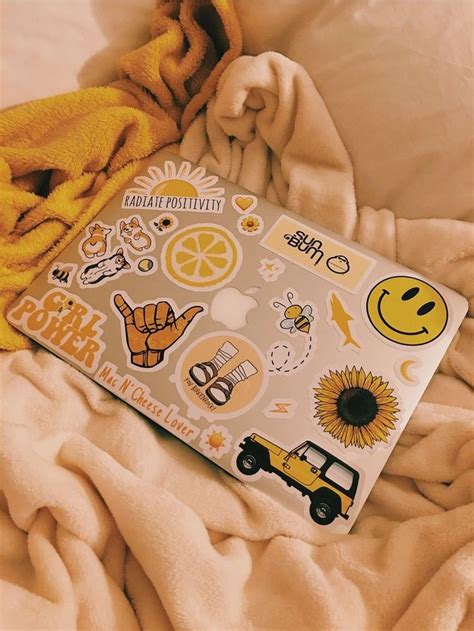 Macbook Sticker Deco | Yellow aesthetic, Aesthetic stickers, Macbook ...