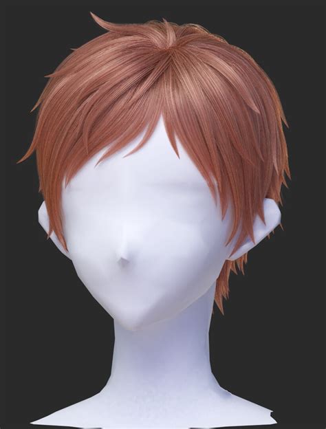 ArtStation - Anime male Short Hair Hairstyle (blender Particle hair ...