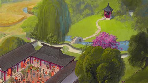 Mulan house | Ilustración de paisaje, Flores de libros, Mulan