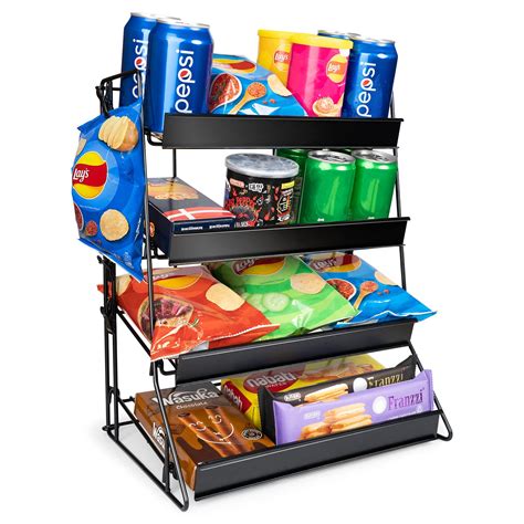 Retail Display Rack, Countertop Snack Stand Organizer Shelf, Metal Black Candy Display Rack For ...