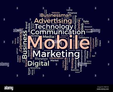 Word cloud background concept for Mobile Marketing. Media advertisement ...