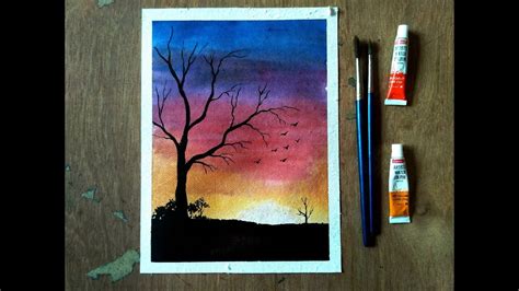 Sunset Drawing Watercolor Easy : In this lesson of easy paintings, let ...