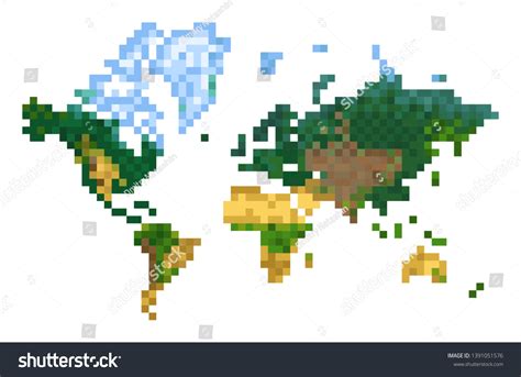 Pixel Art Abstract World Map Isolated Stock Vector (Royalty Free) 1391051576 | Shutterstock