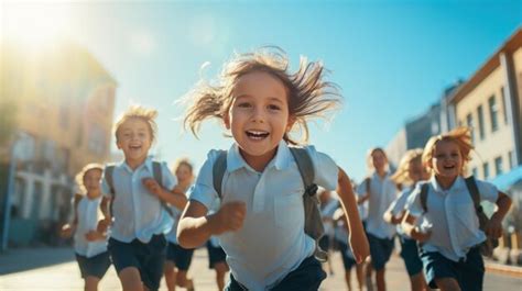 Premium AI Image | CLOSEUP OF kids running in school