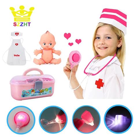 34 PCS Kids Nurse Doctor Toys Set Dr. Baby Kit Pretend Play Medical Tools Box Cosplay Clothes ...