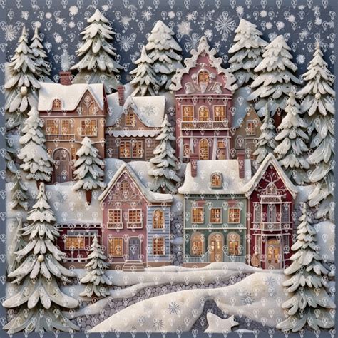 embroidered christmas village scene - Makers Gonna Learn